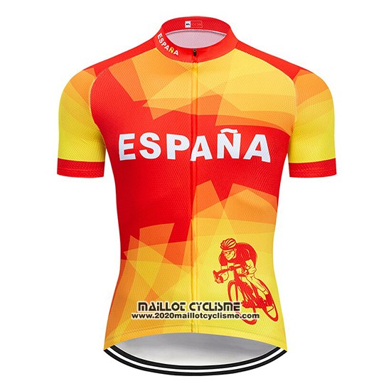 2019 Maillot Ciclismo Espagne Rouge et Jaune Manches Courtes et Cuissard